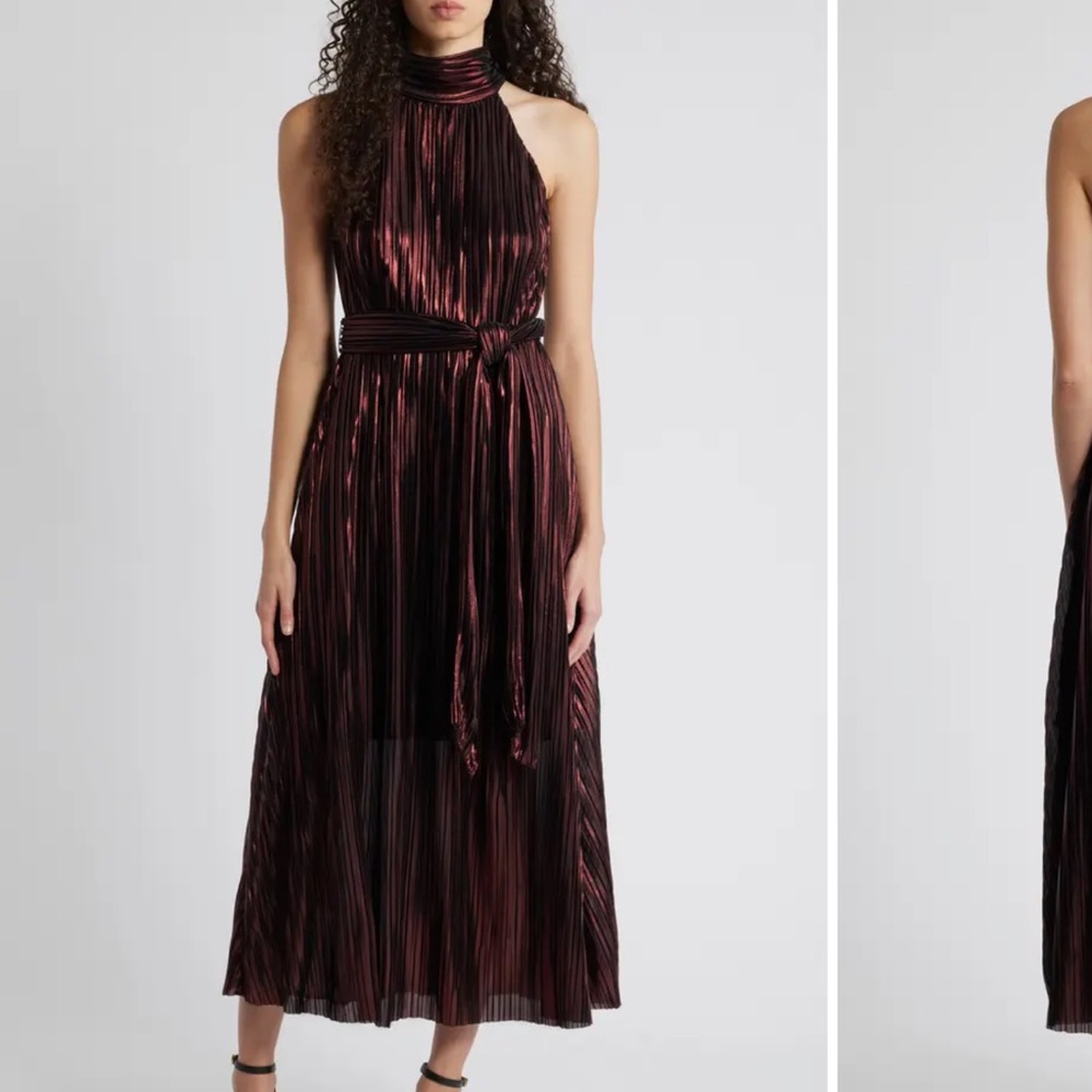 Metallic Pleated Dress